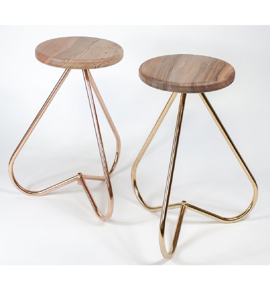 Beautiful Metal T Sitting Stool Wooden Brass Beautiful Carving Design Side Table Living Room Home Decor|Office Decoration