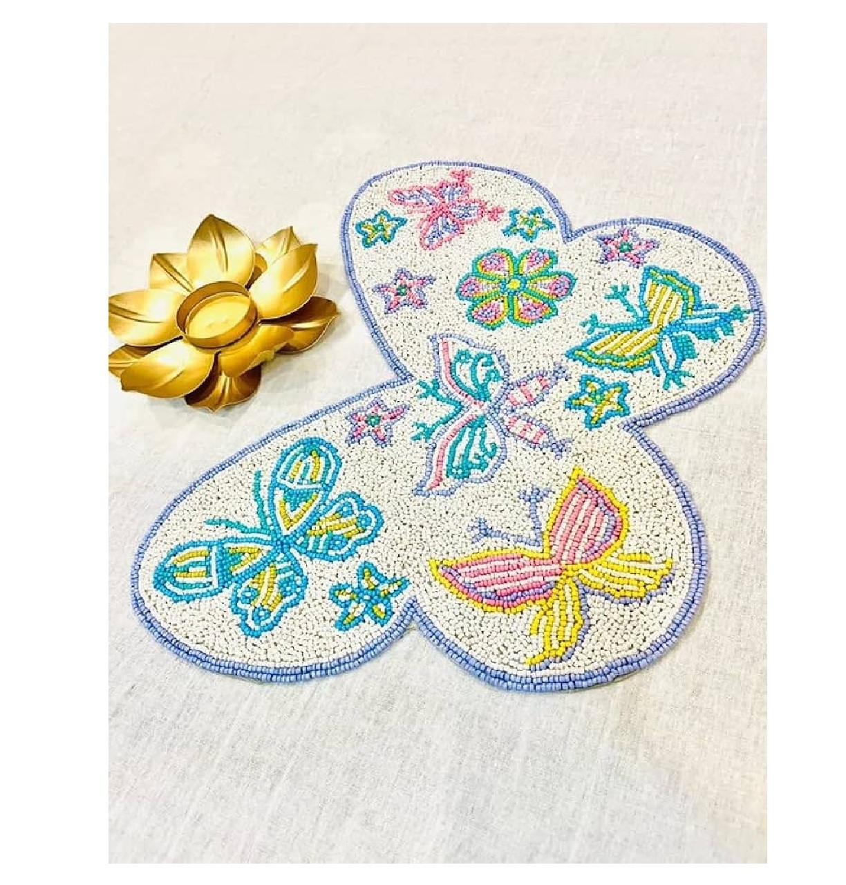 Butterfly Theme Multiple Color Beaded Place-mat for Kitchen Table Dinning Table Mats Embroidered Wedding Party Christmas Decor