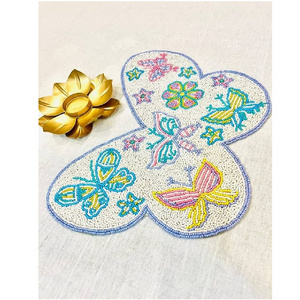 Butterfly Theme Multiple Color Beaded Place-mat for Kitchen Table Dinning Table Mats Embroidered Wedding Party Christmas Decor