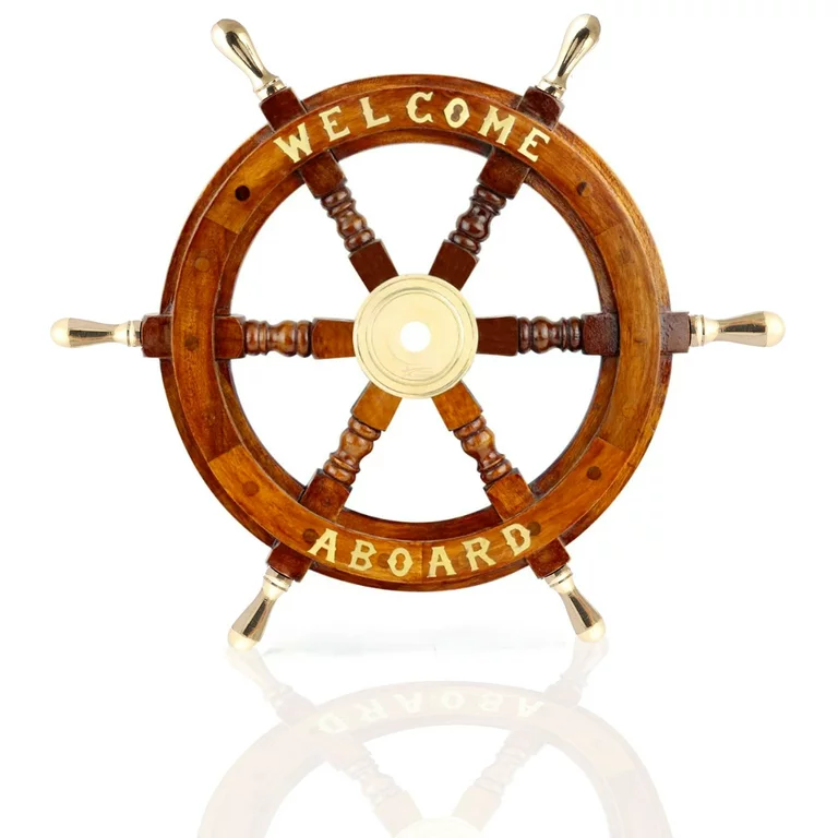 Nautical Charm Beach Decor Ship Steering Wheel Fish Wall Wooden Decor Art Accents for Home Outdoor Ocean Decor boat accessories