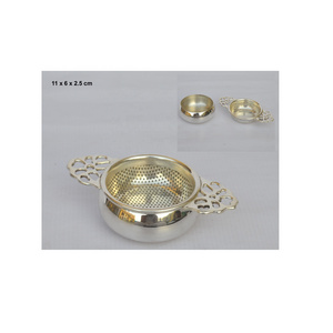 Best Selling Tea Strainer Designed With Brass Metal In Shiny Silver Plated Finishing Metal Teapot