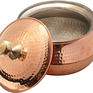 Innovative Design Hammered Copper Pure Cooking Handi Pot With Lid Hot Selling Pot Copper Cookware Set Available at Best Price