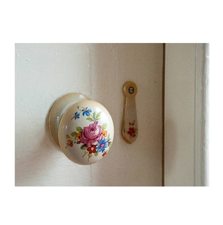 Floral Print Ceramic door Knob Modern Design Cupboard Door Knobs Drawer Pull Handles best selling less price knobs