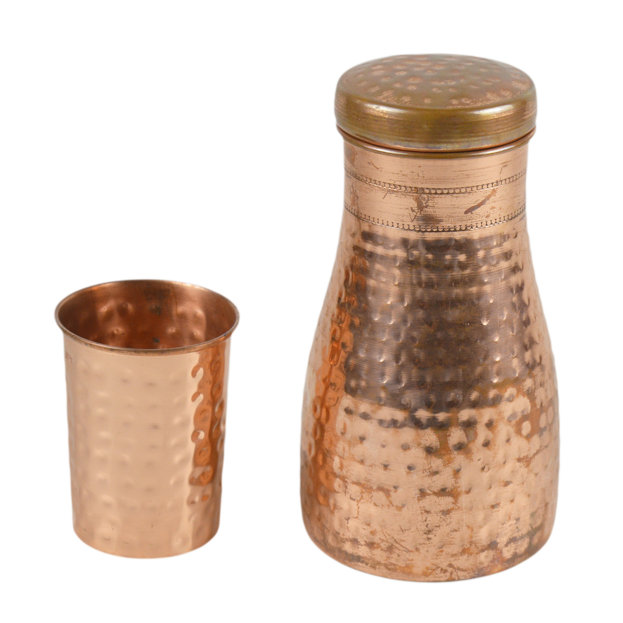 Premium Quality BPA Free Custom logo bedside copper hammered carafe for drinking fresh water at home or office beside