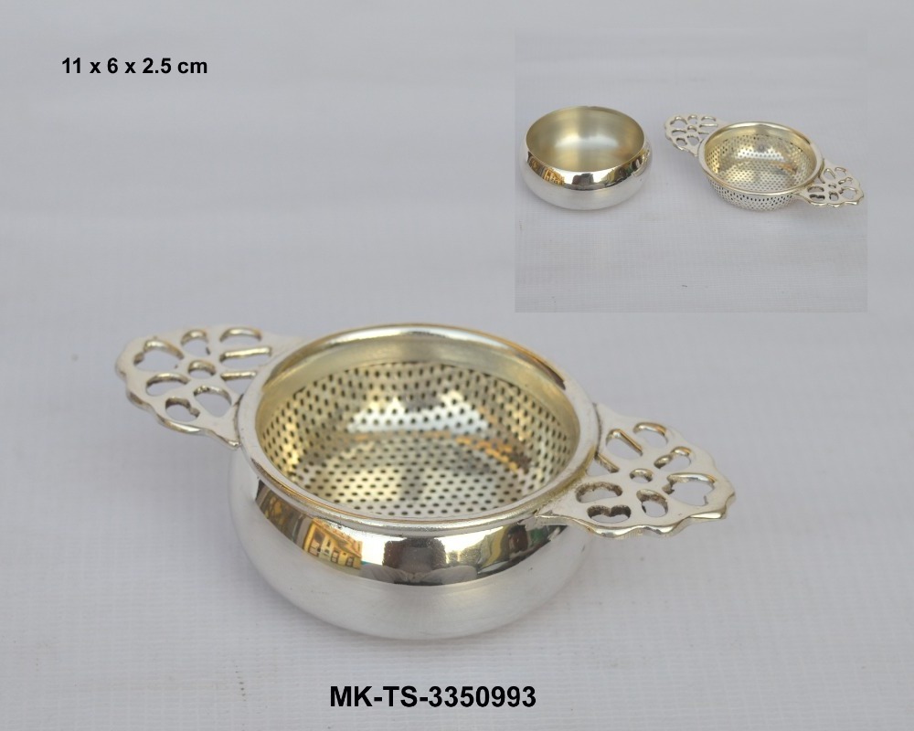 Best Selling Tea Strainer Designed With Brass Metal In Shiny Silver Plated Finishing Metal Teapot