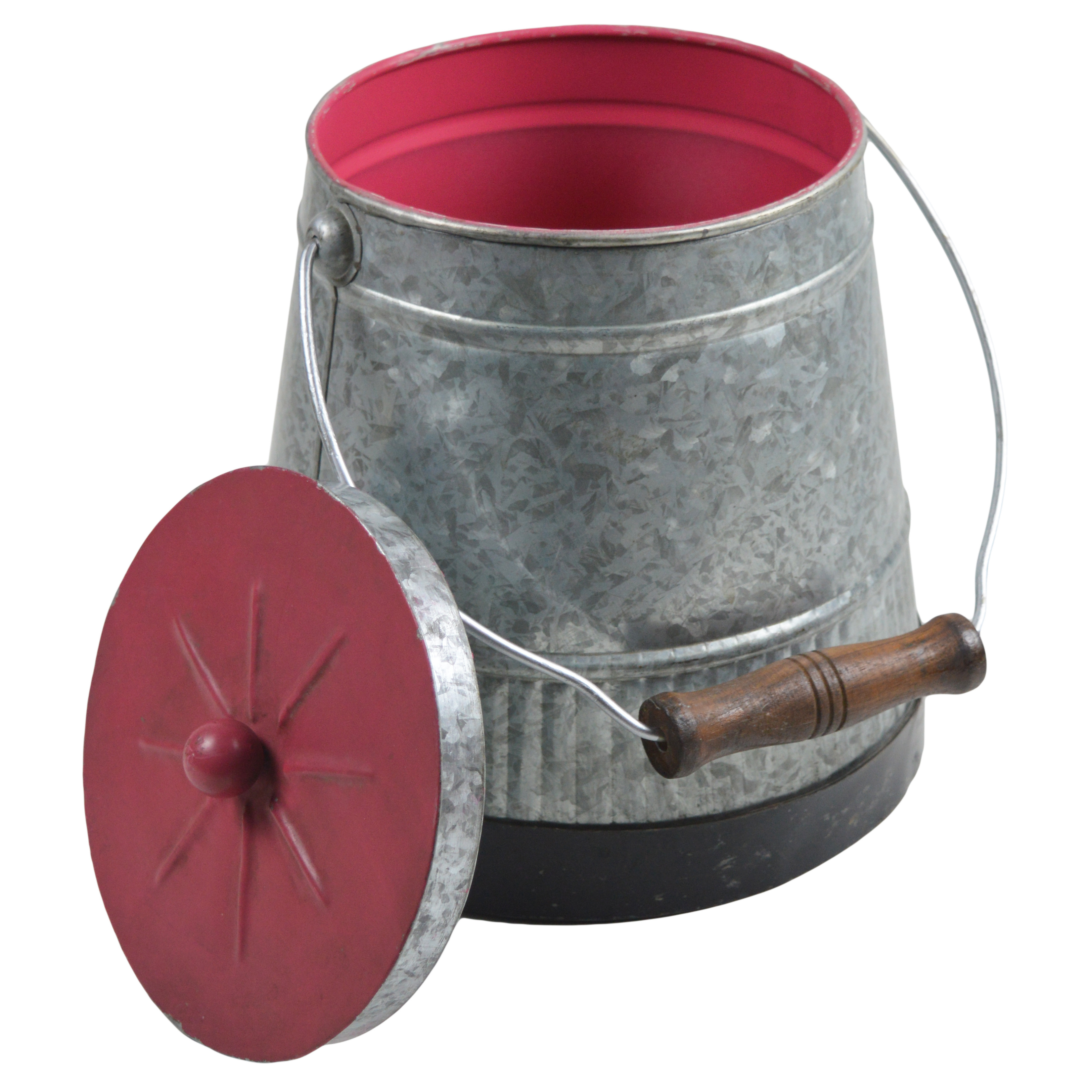 Superior Quality Iron Metal Design Bucket Galvanized Finishing Design Bucket With Wooden Material Bucket Handle Design