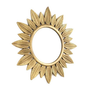 Wall Mirror Gold Color Metal Aluminum Heart Flower Leaf Design Home Villa Hotel Decoration Wall Art Mirror