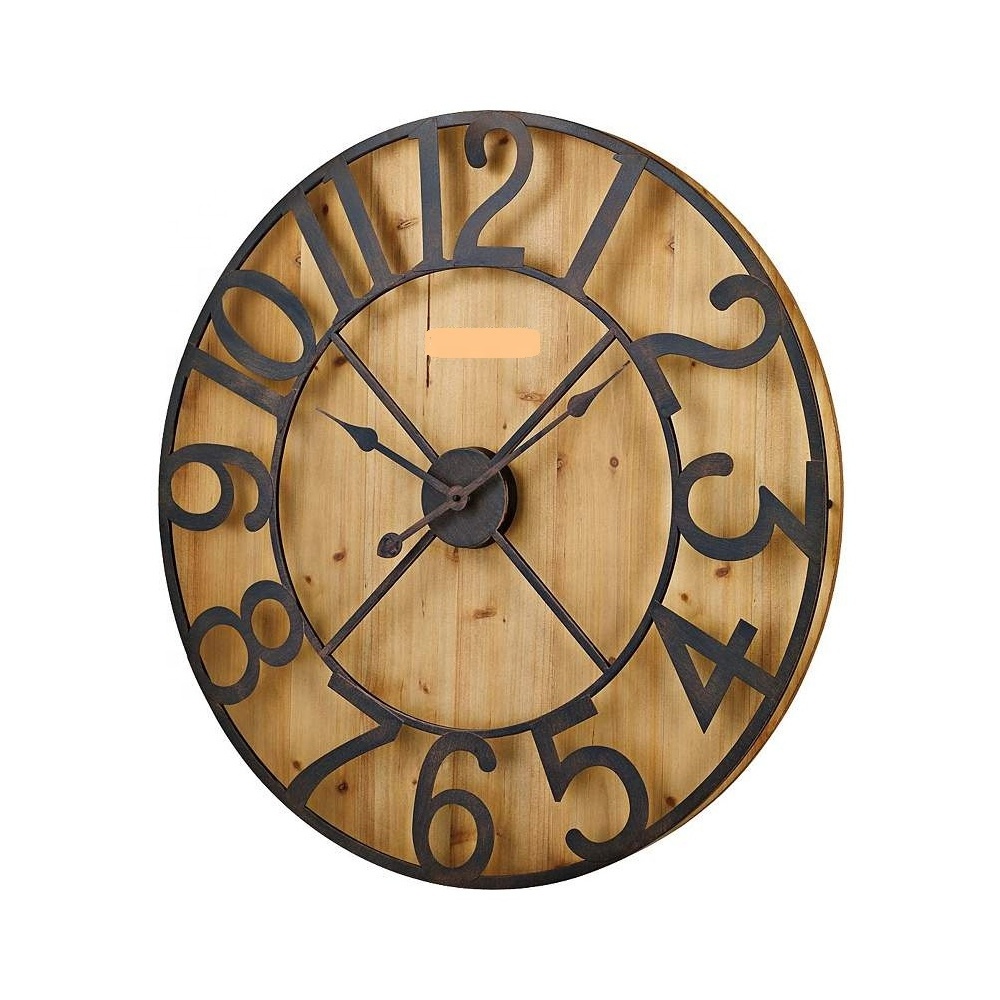 Rounded Iron Metal Cheap Decor Clock Garden Railway Train Station Double Faces Wall Clock Roman Numerals Minimalism Wall Clock