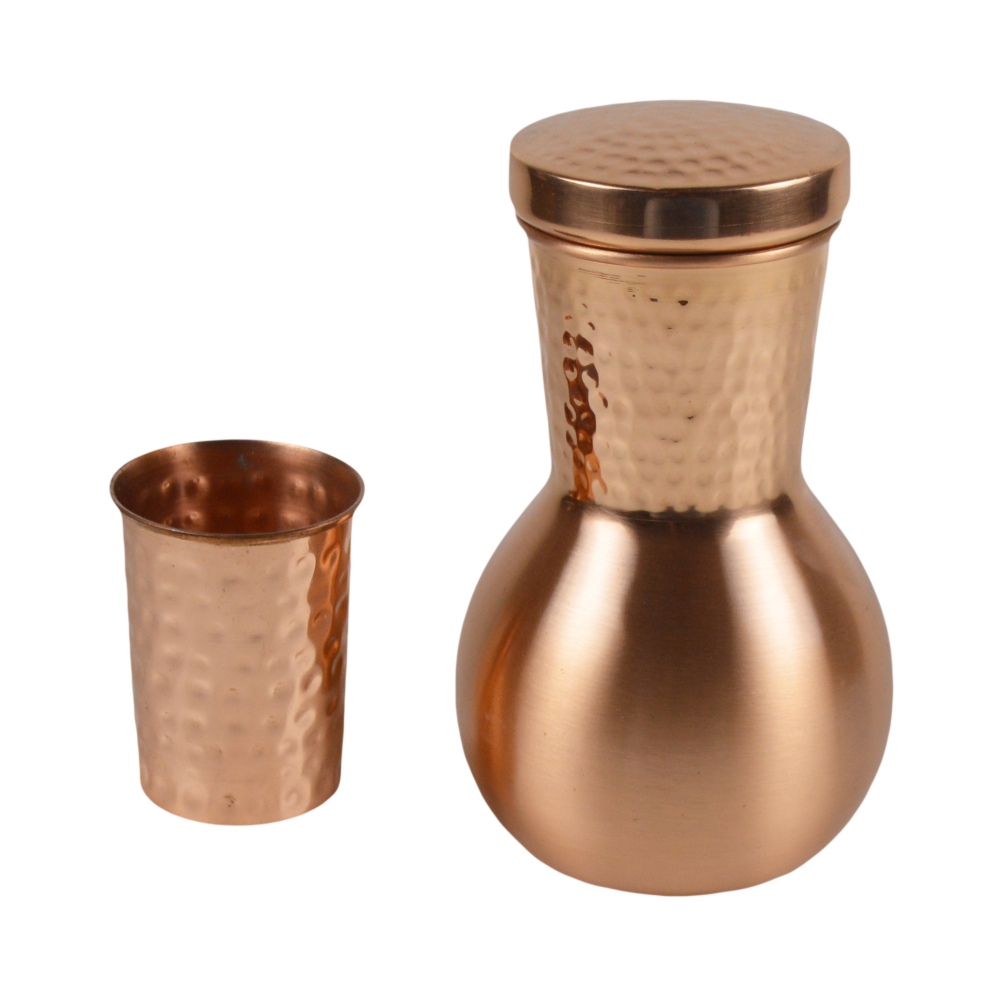 Premium Quality BPA Free Custom logo bedside copper hammered carafe for drinking fresh water at home or office beside