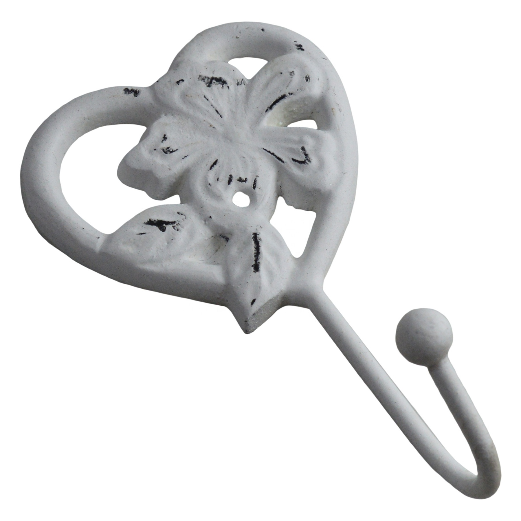 Fresh Wall Hook Vintage Heart Shaped Design Cloths Hook White Painted Finishing Design And Shaped Coat Hook