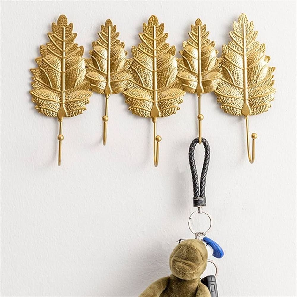 Home Decor Aluminum Custom Leaves Shape Wall Hook Gold Plated Unique Accent Decorative Metal Wall Hook At Lowest Costs