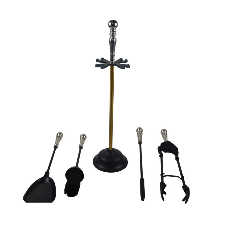 Fancy Theme Metal Fireplace Tool Set with Holder Vintage Shovel Brush Chimney Poker Fire Accessories Kit for sale