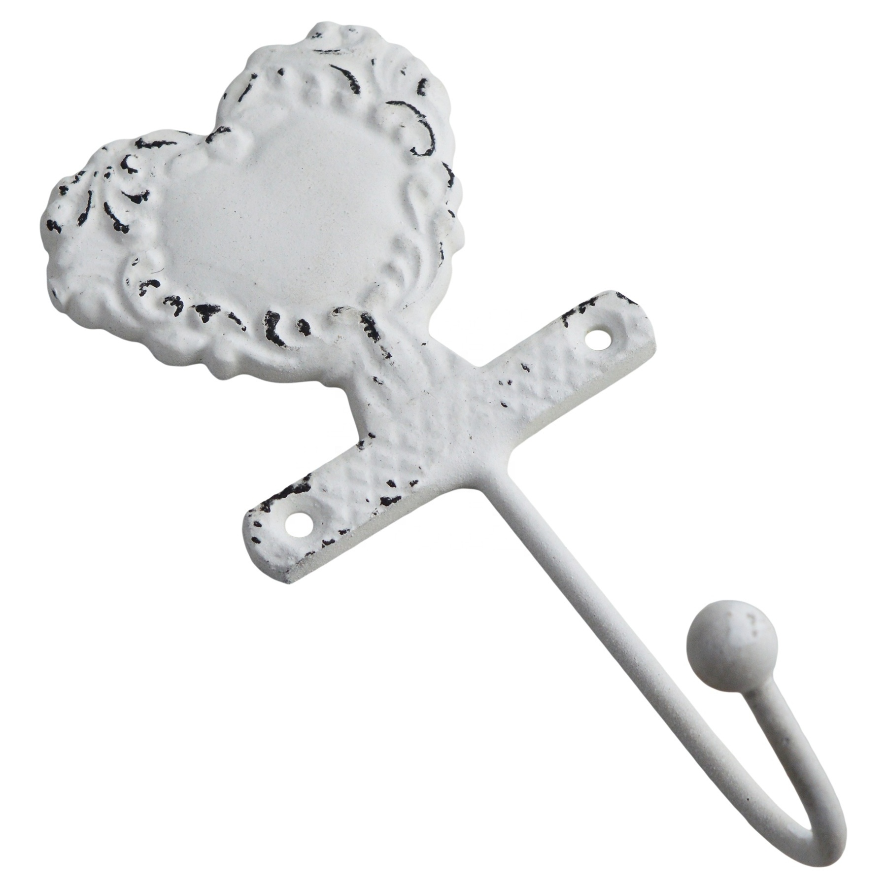 Fresh Wall Hook Vintage Heart Shaped Design Cloths Hook White Painted Finishing Design And Shaped Coat Hook