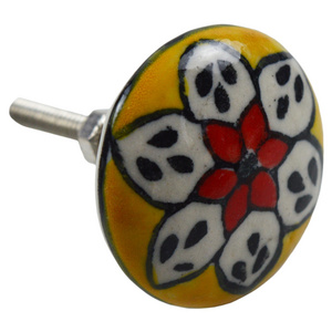 Rounded Yellow Tone Colored Ceramic Pull Best For Home Decor Knobs And Colored Ceramic Finishing Design