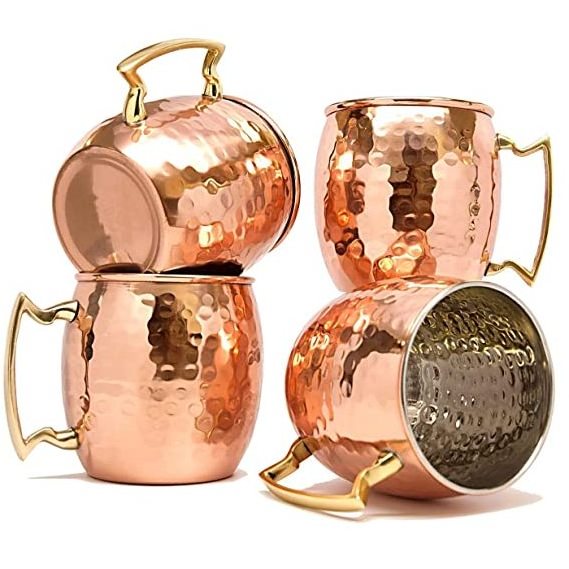 Classic Quality Coffee Mugs Metal Cup High Quality 100% Hammered Pure Copper Cup Moscow Mule Mug For Drink ware Mugs