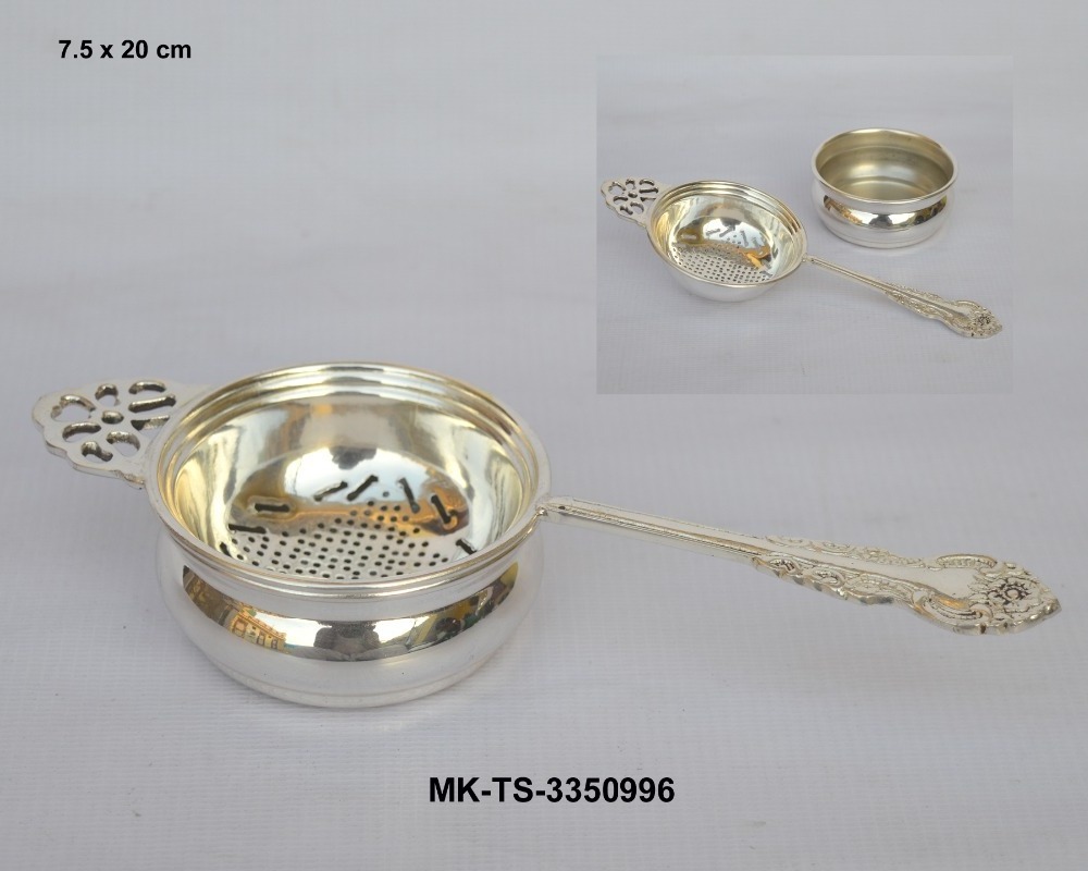 Best Selling Tea Strainer Designed With Brass Metal In Shiny Silver Plated Finishing Metal Teapot