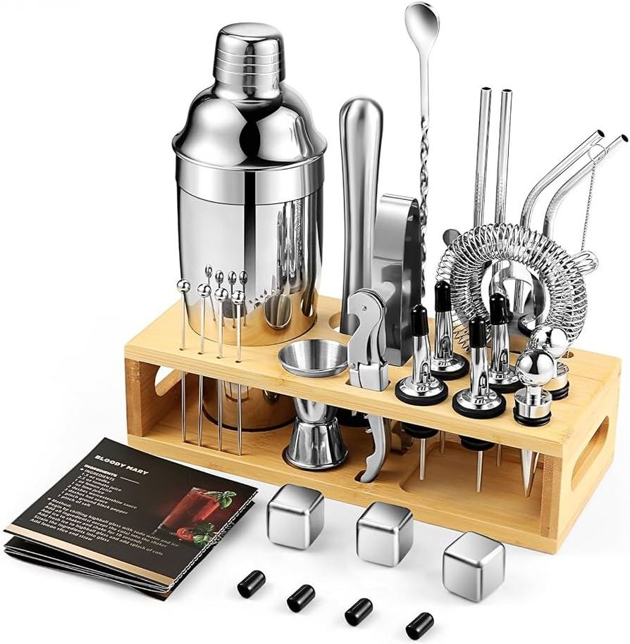 Trendy Style Cocktail Shaker Bar Tools Set Metal Stainless Steel Bartender Kit with All Bar Accessories Cocktail set