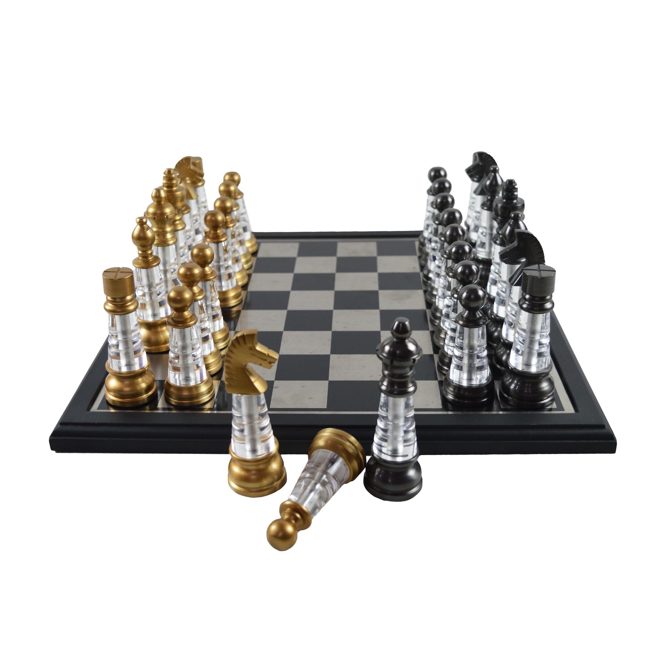 2023 Hot Seller Crystal Combo Design Chess Set With Shiny Finishing Designs Polished & Plated Decor Wooden Chess Game