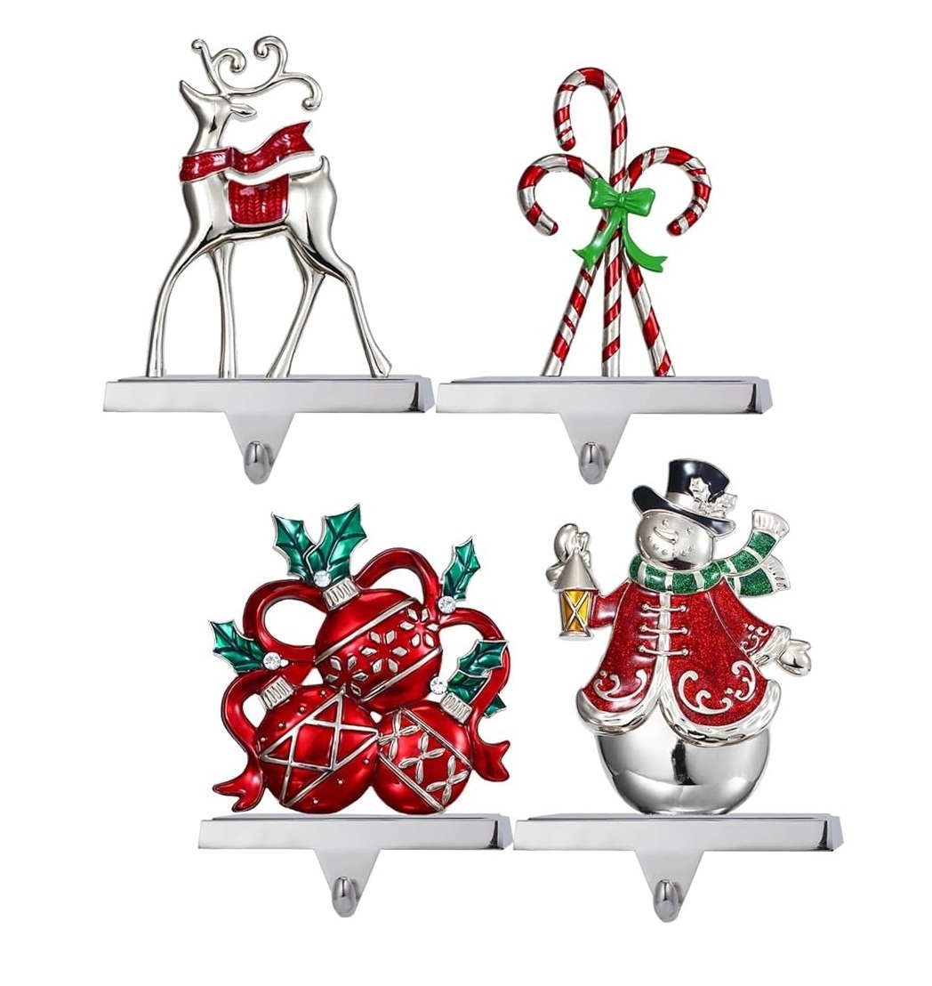 New Christmas Stocking Holders Set of 4 Stocking Stand Farmhouse Rustic Xmas Decorations for Home Indoor at Discounted Price