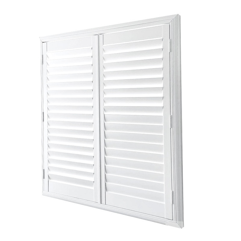 Z Frame White Coated PVC Louver Plantation Shutters Ready-Made Motorized Window Shades Indoor Shutters & Blinds