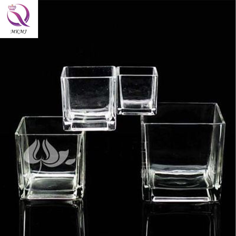 Hydroponic glass vase thickened square glassware square vase candle jar cup