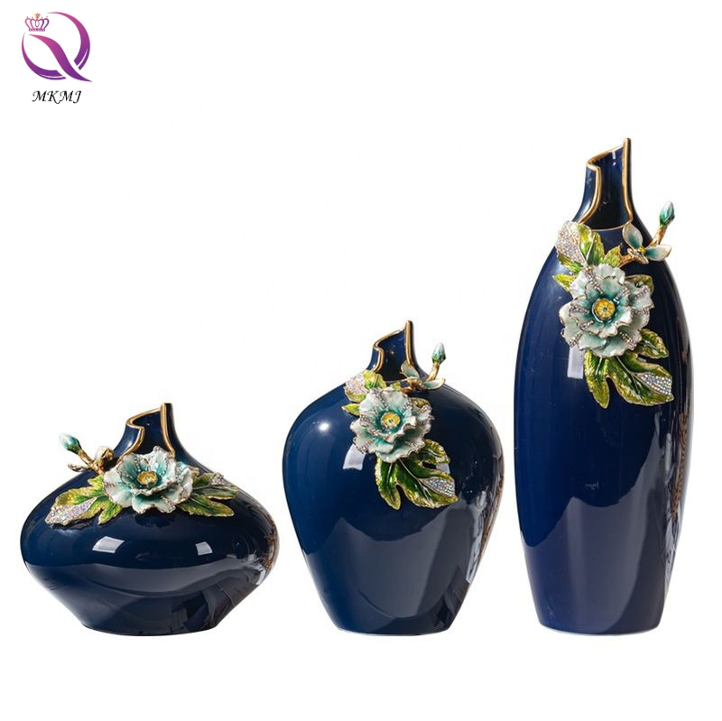 Decorative Vase For Living Room Porcelain Flower Vase Ceramic Table Royal Blue Vase For Home Decor