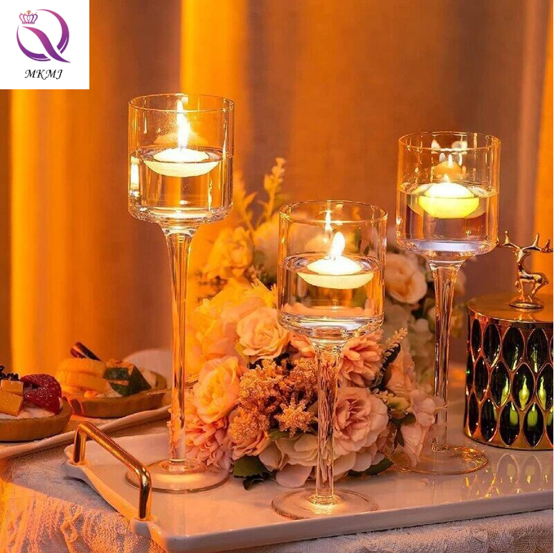 Romantic Valentine's Day Dinner  Wedding Restaurant Atmosphere candle Cup Container Glass Candle holder floating candle