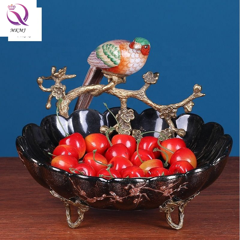 American Household Accessories Dried Fruit Dish Decoration European Living Room Ceramic Storage Tray Artifact Decoration