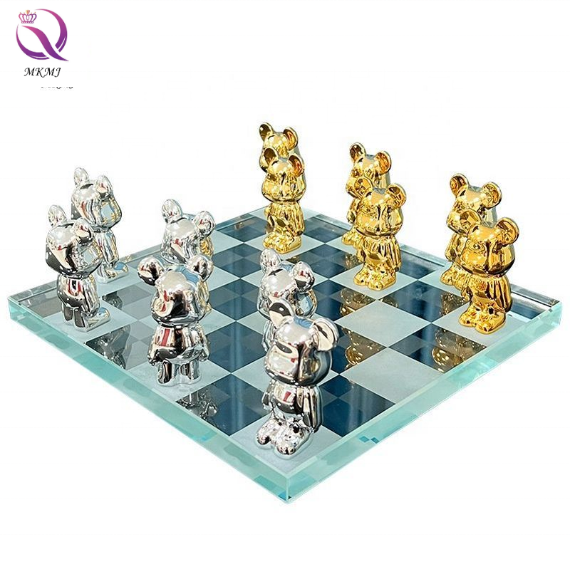 High Quality  Chess Set Crystal Luxury Chess Game Board Decor Gloomy Bear Chess Pieces For Indoor Games