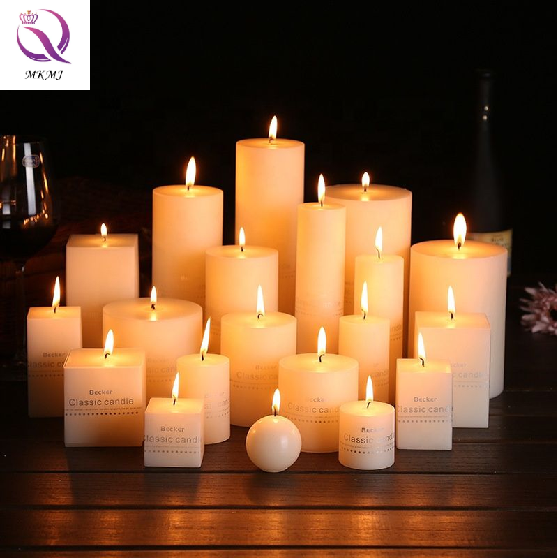 Wholesale ivory white cylindrical wedding burning candle hotel church Christmas restaurant home decoration large paraffin candle