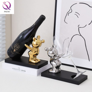 Modern Light Luxury Ceramic Gold Animal Ornaments Silver Wine Rack Ornaments Dining Table Living Room Home Decoration