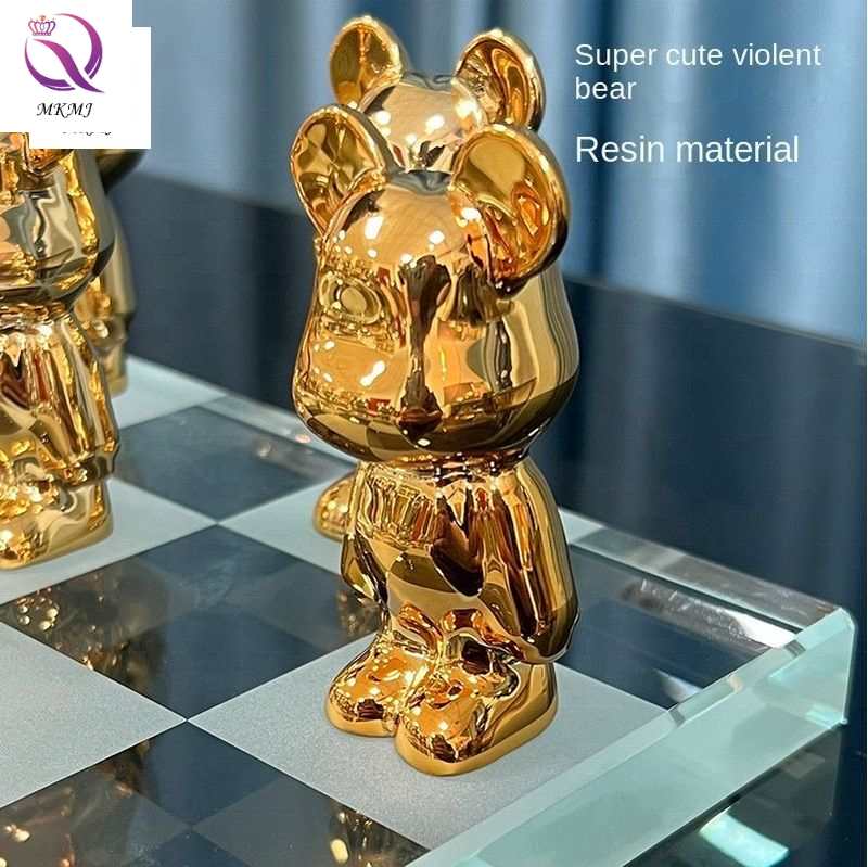 High Quality  Chess Set Crystal Luxury Chess Game Board Decor Gloomy Bear Chess Pieces For Indoor Games