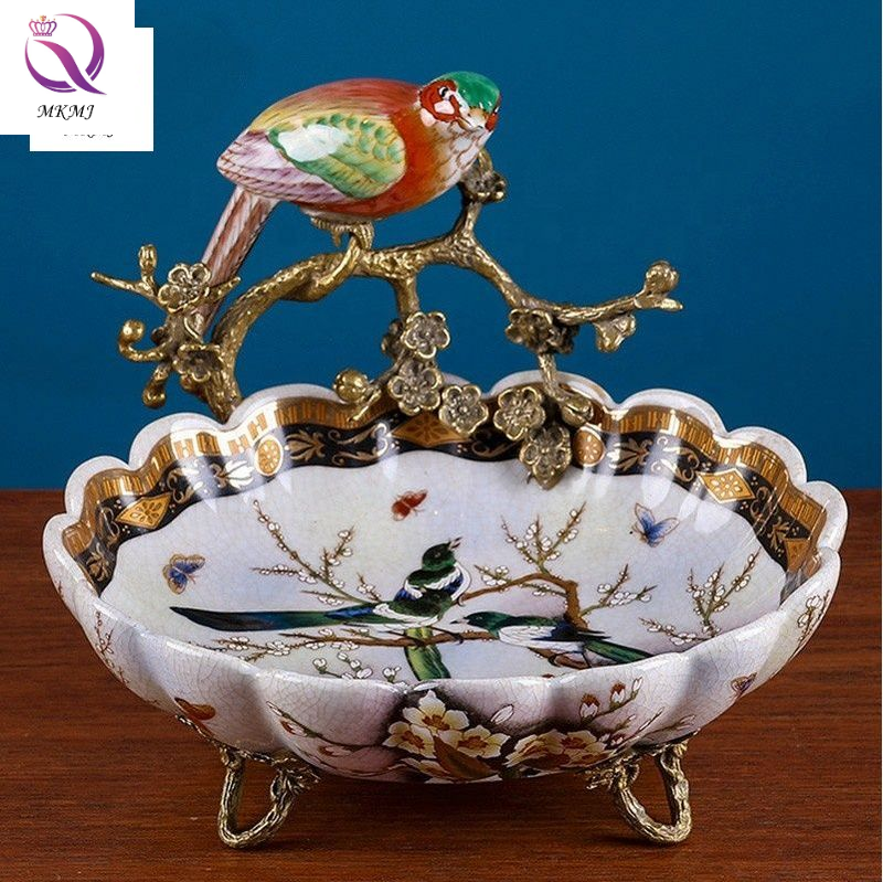 American Household Accessories Dried Fruit Dish Decoration European Living Room Ceramic Storage Tray Artifact Decoration