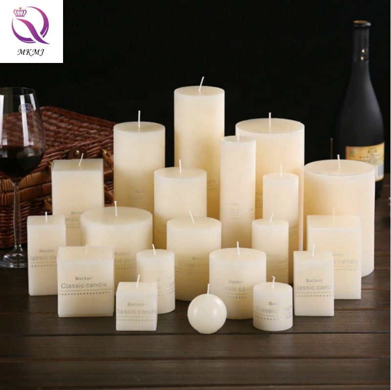 Wholesale ivory white cylindrical wedding burning candle hotel church Christmas restaurant home decoration large paraffin candle