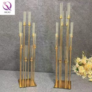 Wholesale Elegant Tall 57 Inch 8 Heads 10 Arm Golden Metal Candelabra Candle Holders Centerpieces For Wedding Table Decoration