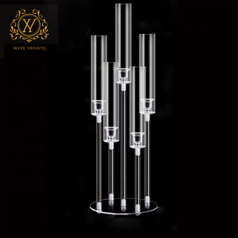 Cheap New Modern Acrylic Candle Holder Wedding Candlestick Holders Hurricane Candle Holder Wedding Decoration Table Centerpiece