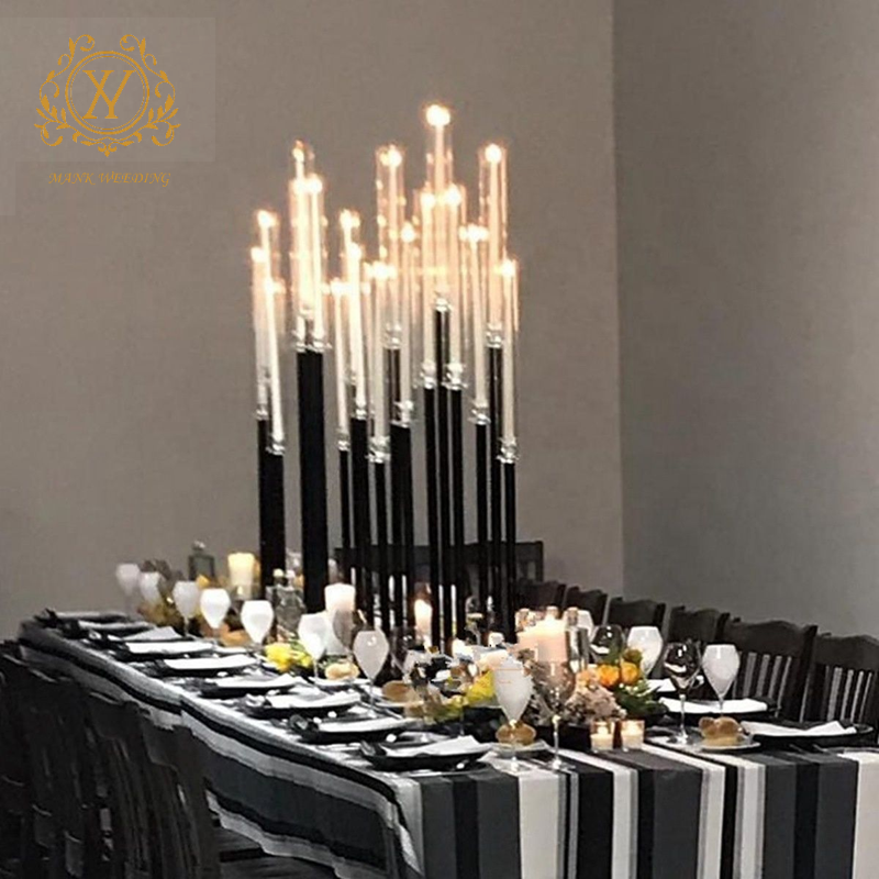 Tall Black Candle Holder Stand Wedding Props Road Lead European 9 Arms Candlestick for Wedding Hotel Home Decoration