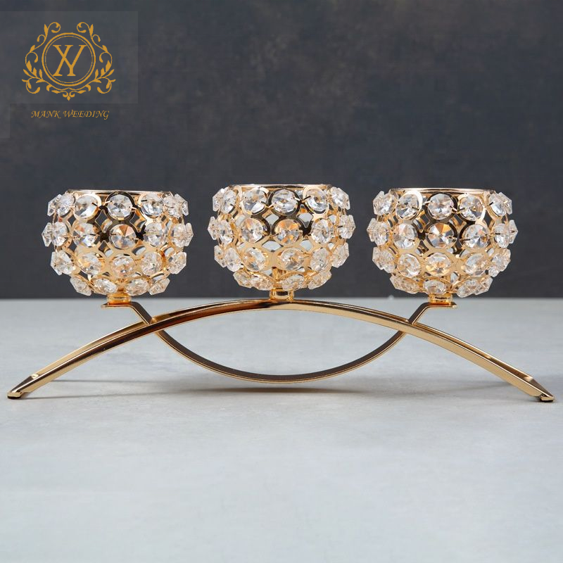 Hot European Crystal Candlestick Decoration Nordic Gold Light Luxury Iron Table Candle Lamp For Home Wedding Decoration