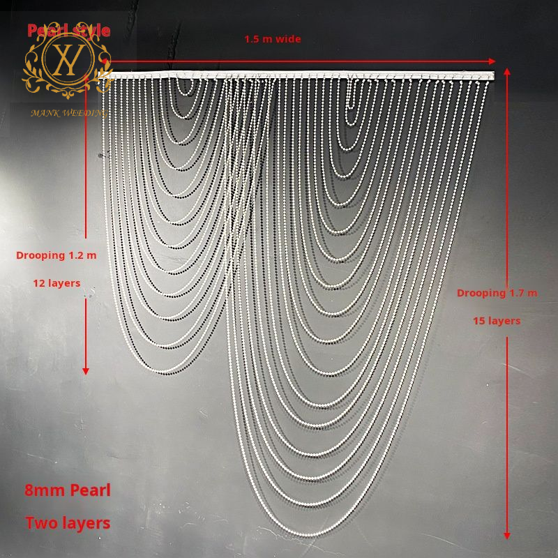 Light Luxury Wedding Sagging Bead Chain High Quality Water Wave Pearl Curtain Pearl Ceiling Decoration