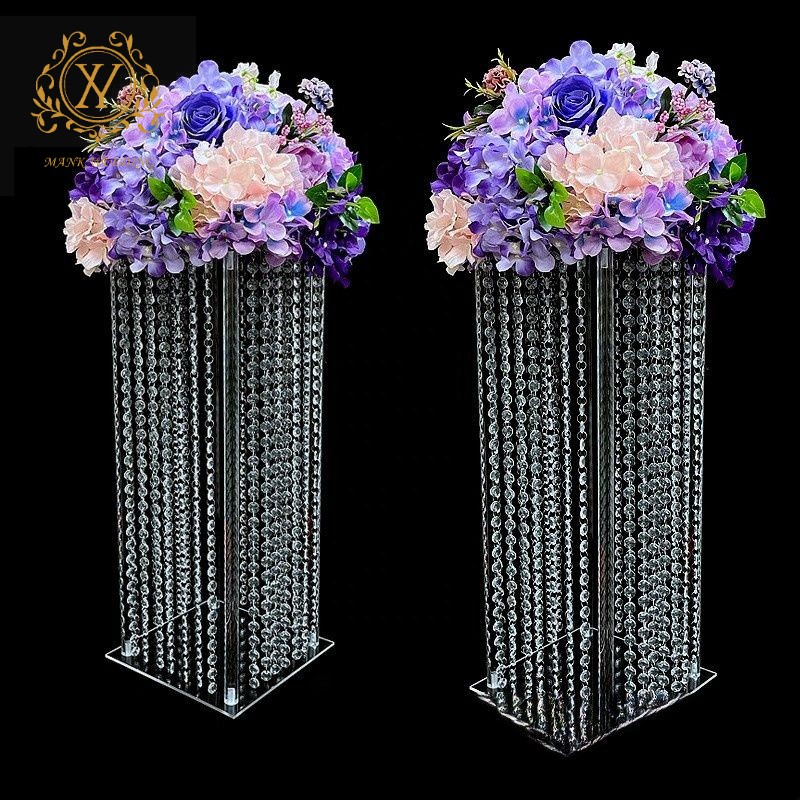 Wedding Supplies Acrylic Pendant Tall Wedding Centerpieces Table Decoration Crystal Clear Flower Stand Road Rack