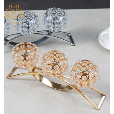 Hot European Crystal Candlestick Decoration Nordic Gold Light Luxury Iron Table Candle Lamp For Home Wedding Decoration