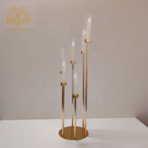 Wedding Gold Backgamp Candlestick Road Lead Stage Candlestick Chandelier 3 6 8 10 Arm Metal Candle Holder Decoration