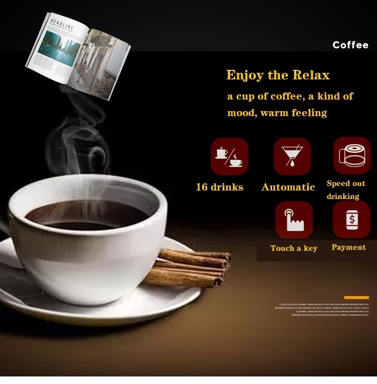 Wall mounted Intelligent Full automatic 24 Hours Self-service coffee vending machine