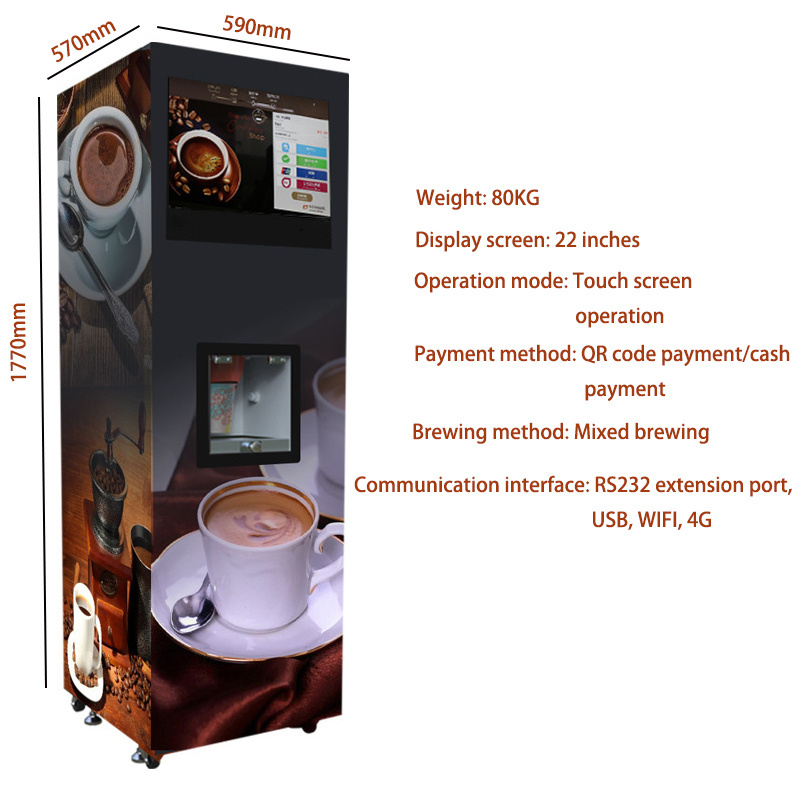 Wall mounted Intelligent Full automatic 24 Hours Self-service coffee vending machine