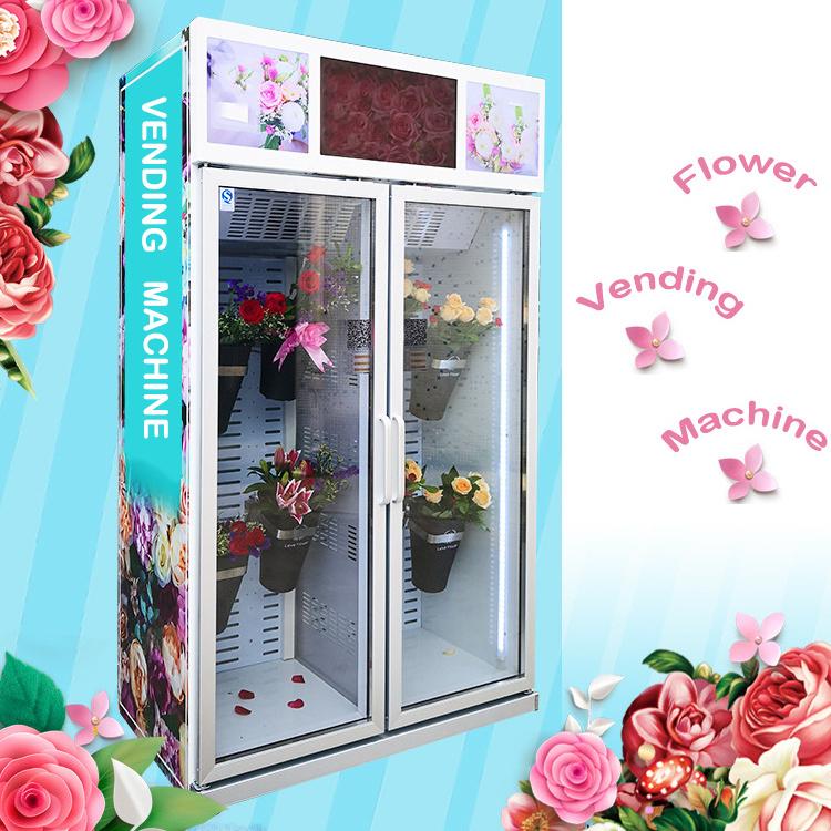 New Arrival High quality Full automatic Touch screen fresh 24 Hours Self-service flower vending machine