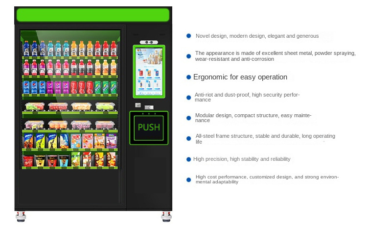 High quality convenient store 24 Hours Self-service QR Code Payment pasta vending machine