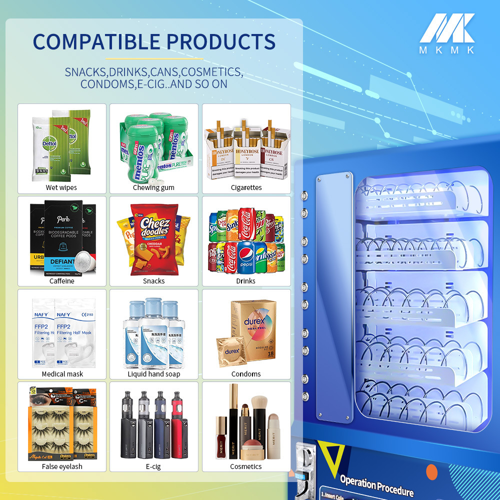 Small vending machine button operated bill dispenser food drink condom beauty water remote control vending machine