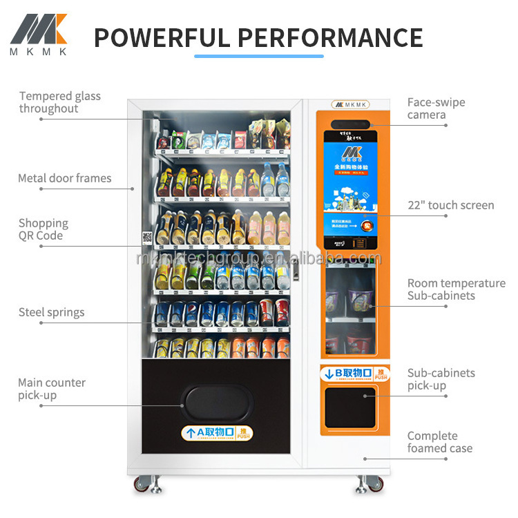 Combination Snacks Cold Drinks Touch Screen Vending Machine Combination Drinks Vending Machine