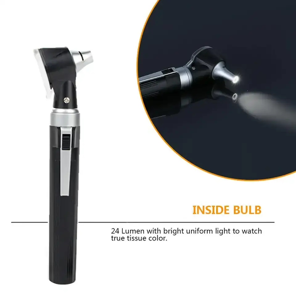 Portable LED Bulb Medical Auriscope Endoscope ENT Ear Care Diagnostic Clinical Hospital Device Otoscope Set