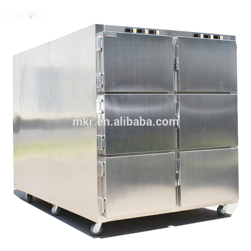 Hospital stainless steel Morgue freezer 6 corpse cold storage chamber Dead Body freezer morgue mortuary refrigerator with door